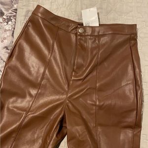 NWT Forever 21 Faux Leather Skinny Pants - Brown